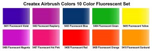 Createx Colors 5817-00 10 Color Fluorescent Set